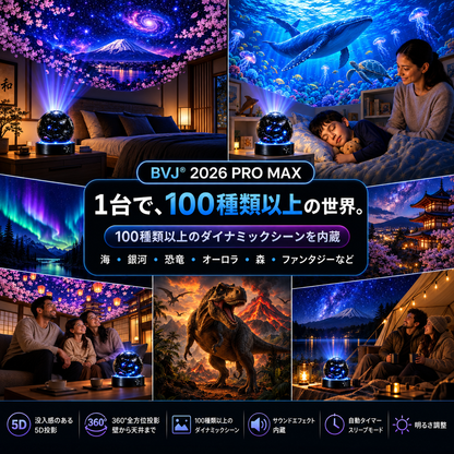 BVJ® 🏖️2026 PRO MAX 5Dスマート・ワールド・プロジェクター 🌎 Bluetooth操作と効果音で、100種類以上の没入型世界を創り出そう