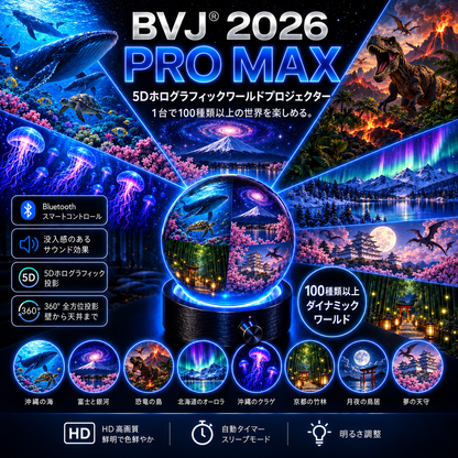 BVJ® 🏖️2026 PRO MAX 5Dスマート・ワールド・プロジェクター 🌎 Bluetooth操作と効果音で、100種類以上の没入型世界を創り出そう