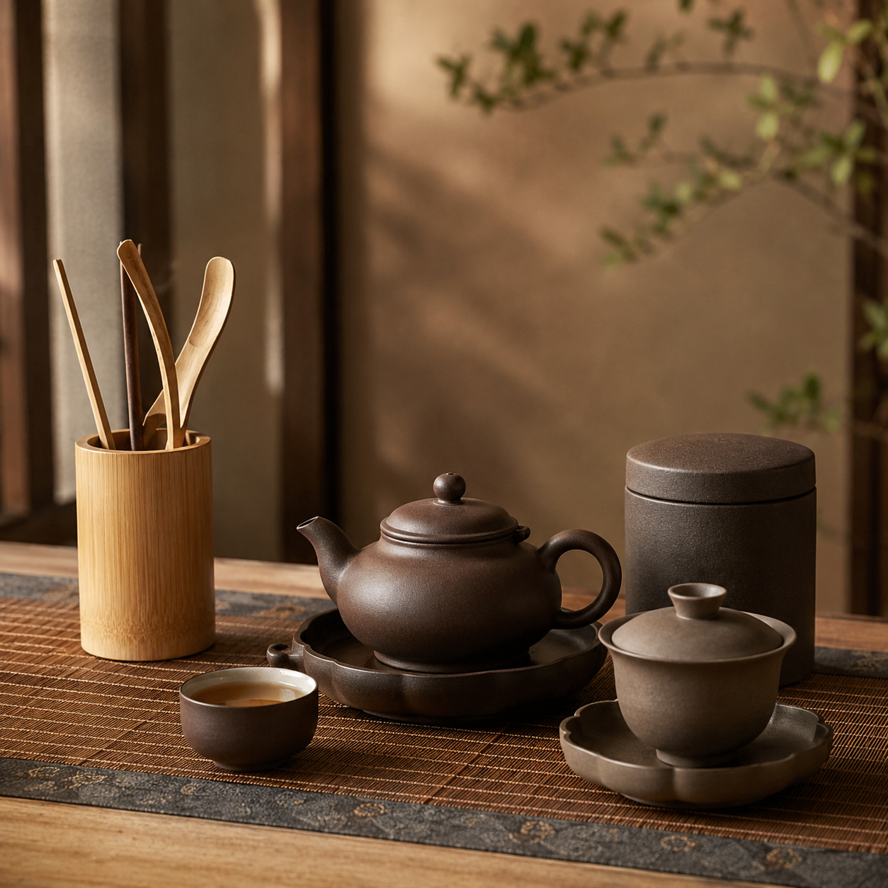 Rustic Stoneware Kung Fu Tea Set